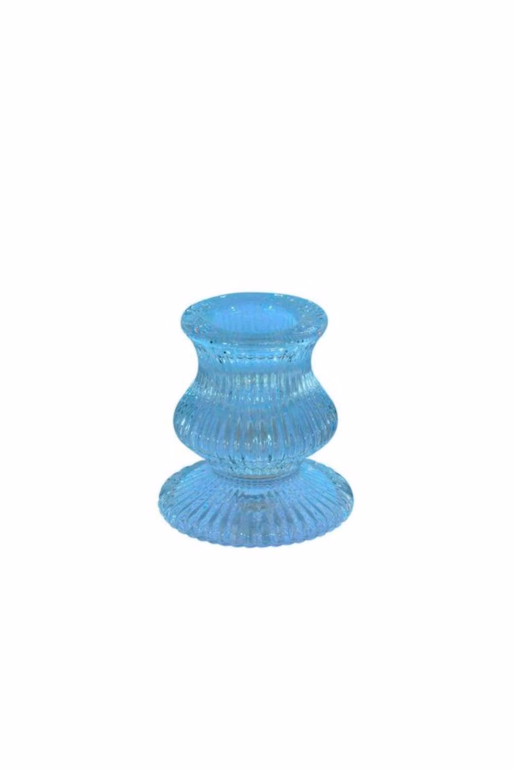 KDMD Eliza Blue Striped Glass Taper Candle Holder, 5 Pack – 2