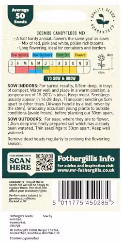 Mr Fothergill's Oh Sow Simple Cosmos Dwarf Mix Flower Seeds, Pink, White and Red – 2