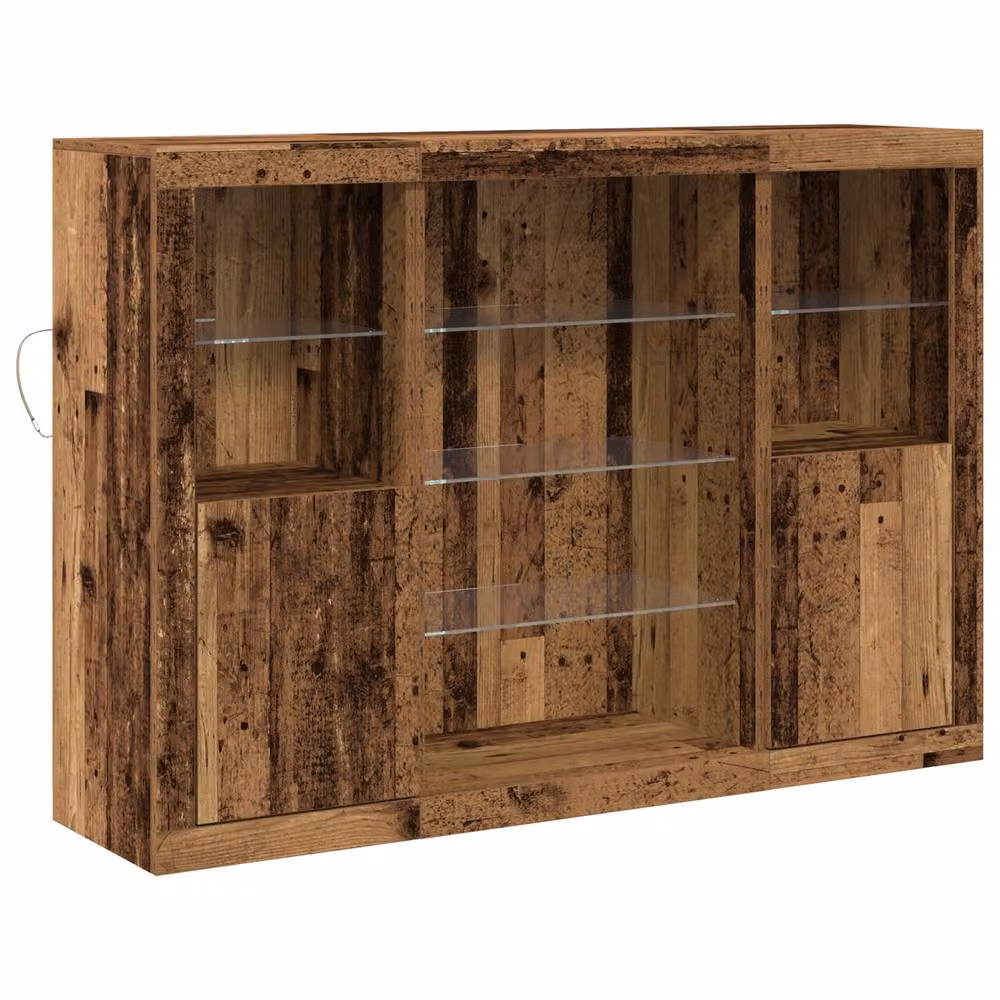 Berkfield Home Rustic Brown Engineered Wood Sideboard with Integrated LED Lights, W: 142.5 cm, D: 37 cm, H: 100 cm – 2