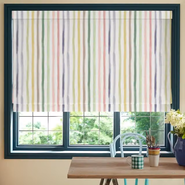 Bluebellgray Tetbury Made To Measure Blackout Roman Blind in Multicolour Watercolour Stripe
