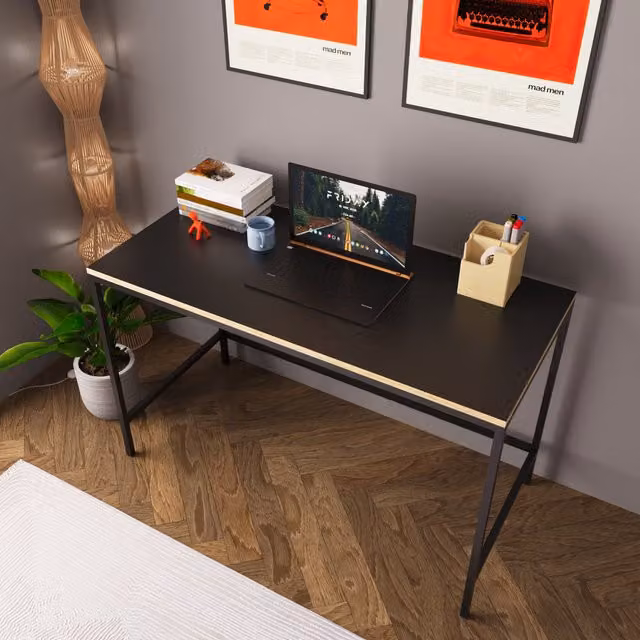 Bimossa Modern Writing Desk in Grey and Black