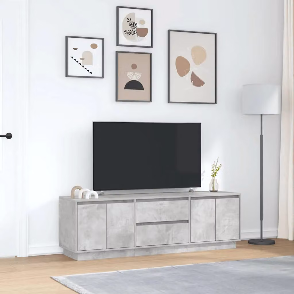 Berkfield Home Modern TV Cabinet with Integrated LED Lights in Concrete Grey, W: 160.5 cm, D: 41 cm, H: 50 cm – 3