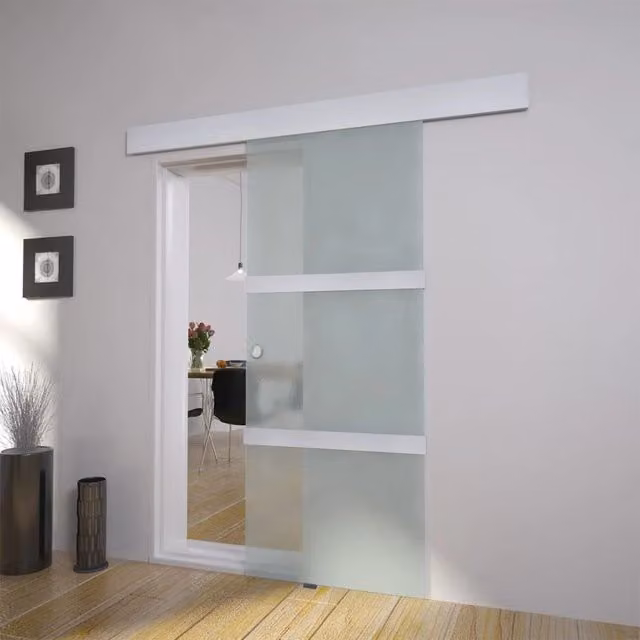Berkfield Home Modern Sliding Glass and Aluminium Door, Silver, Width: 178 cm – 1