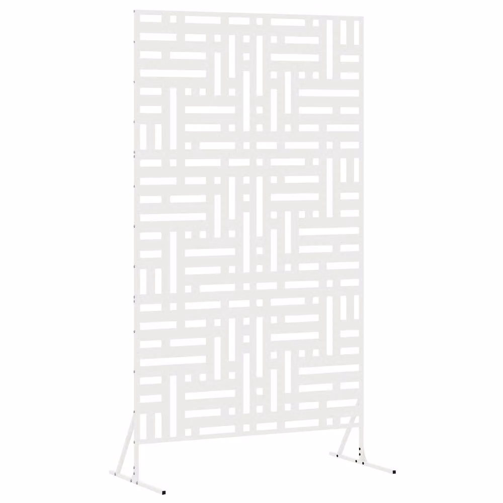 Berkfield Home White Powder-Coated Steel Rectangular Privacy Screen W/D/H: 100 x 50 x 180 cm – 2