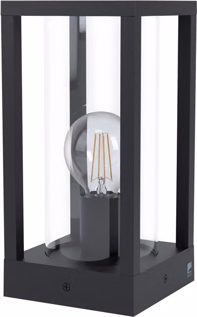 Loops IP44 Black Cast Aluminium Outdoor Bollard Light for Garden, H 30.5 cm, E27 Bulb Compatible