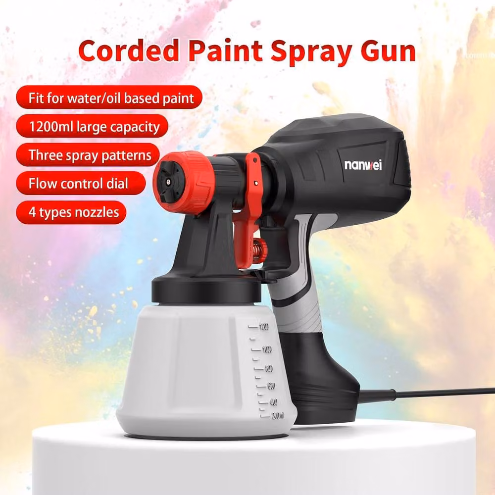 NANWEI 650W Electric Handheld Paint Sprayer with 1200ml Container and 4 Nozzles in Multicolour – 3