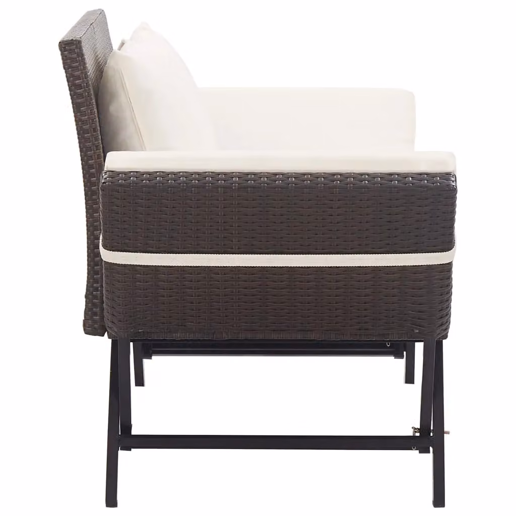 Berkfield Home Brown Poly Rattan Garden Bench with Cushions, Width: 176 cm – 2