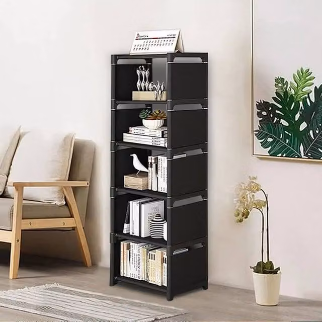 EONLION 6 Tier Slim Vertical Shoe Rack in Black, W: 50 cm, H: 90 cm, D: 50 cm