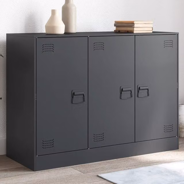 Berkfield Home Industrial Anthracite Metal Sideboard with Lock, W/D/H: 99 x 39 x 73 cm – 1
