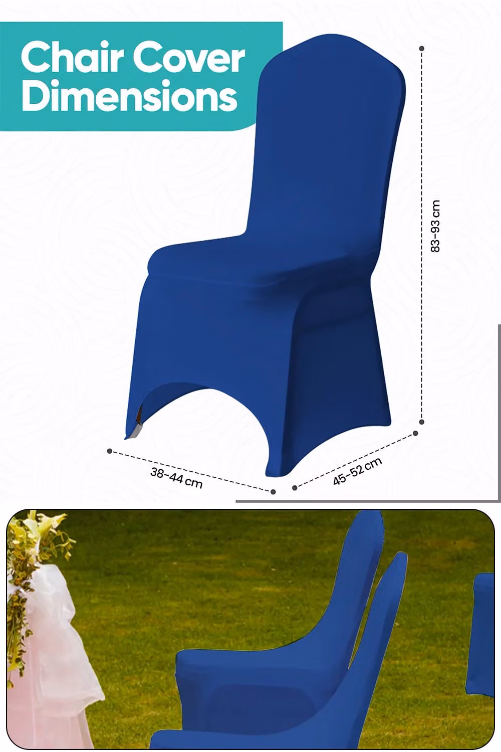 Neel Blue Spandex Arched Front Dining Chair Slipcovers, Stretchable and Washable Fabric in Royal Blue – 2