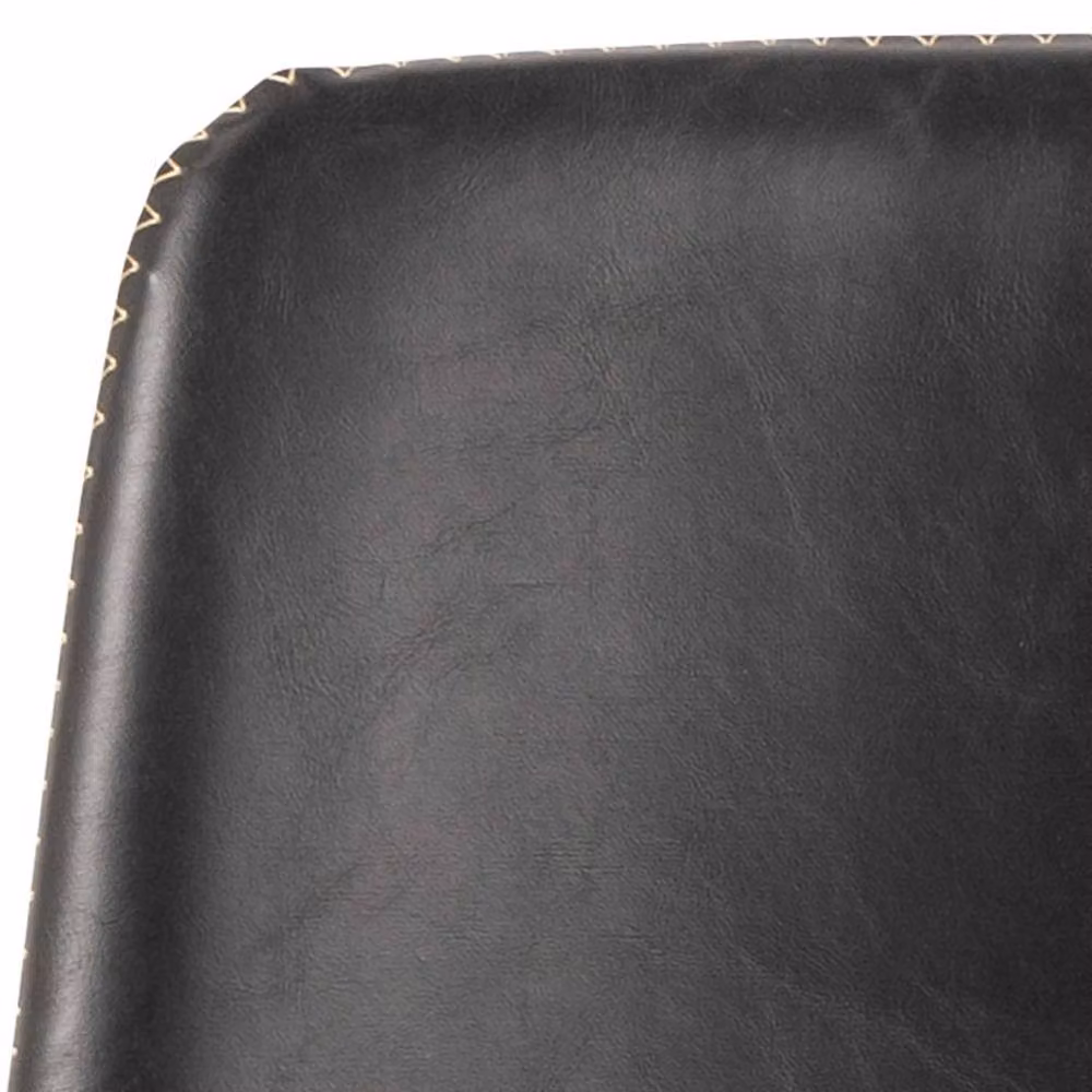 Wyld Haus Set of 2 Bogense Black Faux Leather Bar Stools with Cream Zig Zag Stitching – 4