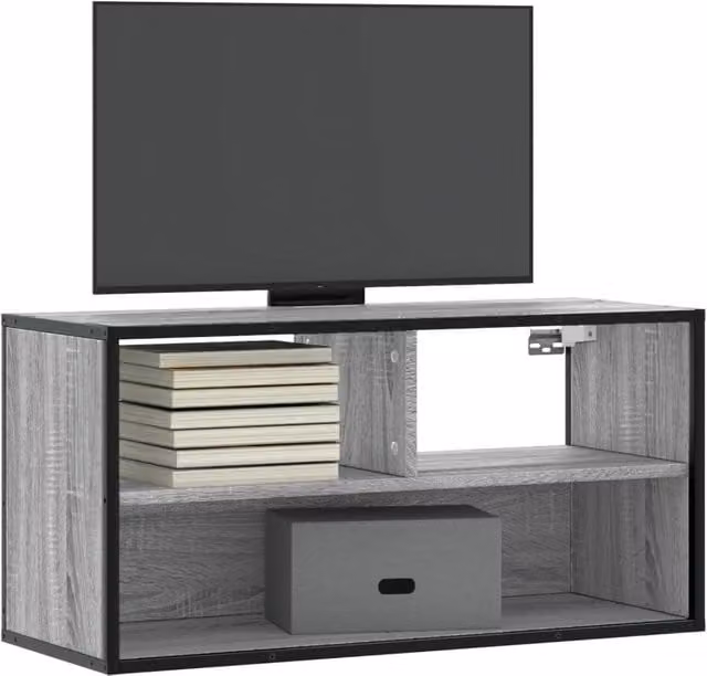Berkfield Home Industrial TV Cabinet in Grey Sonoma, W/D/H: 80 x 31 x 39.5 cm