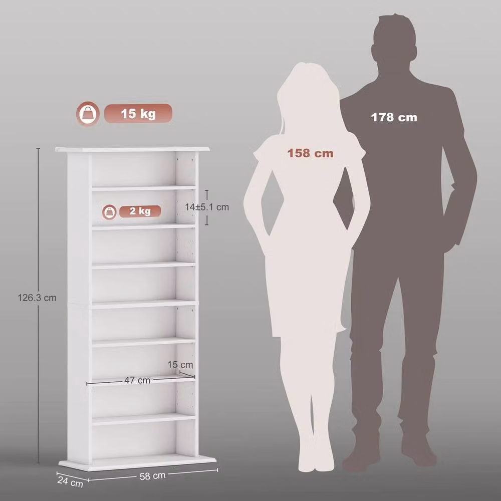 EONLION White CD and DVD Storage Unit with Adjustable Shelves and Media Compartments, Width: 100 cm – 2