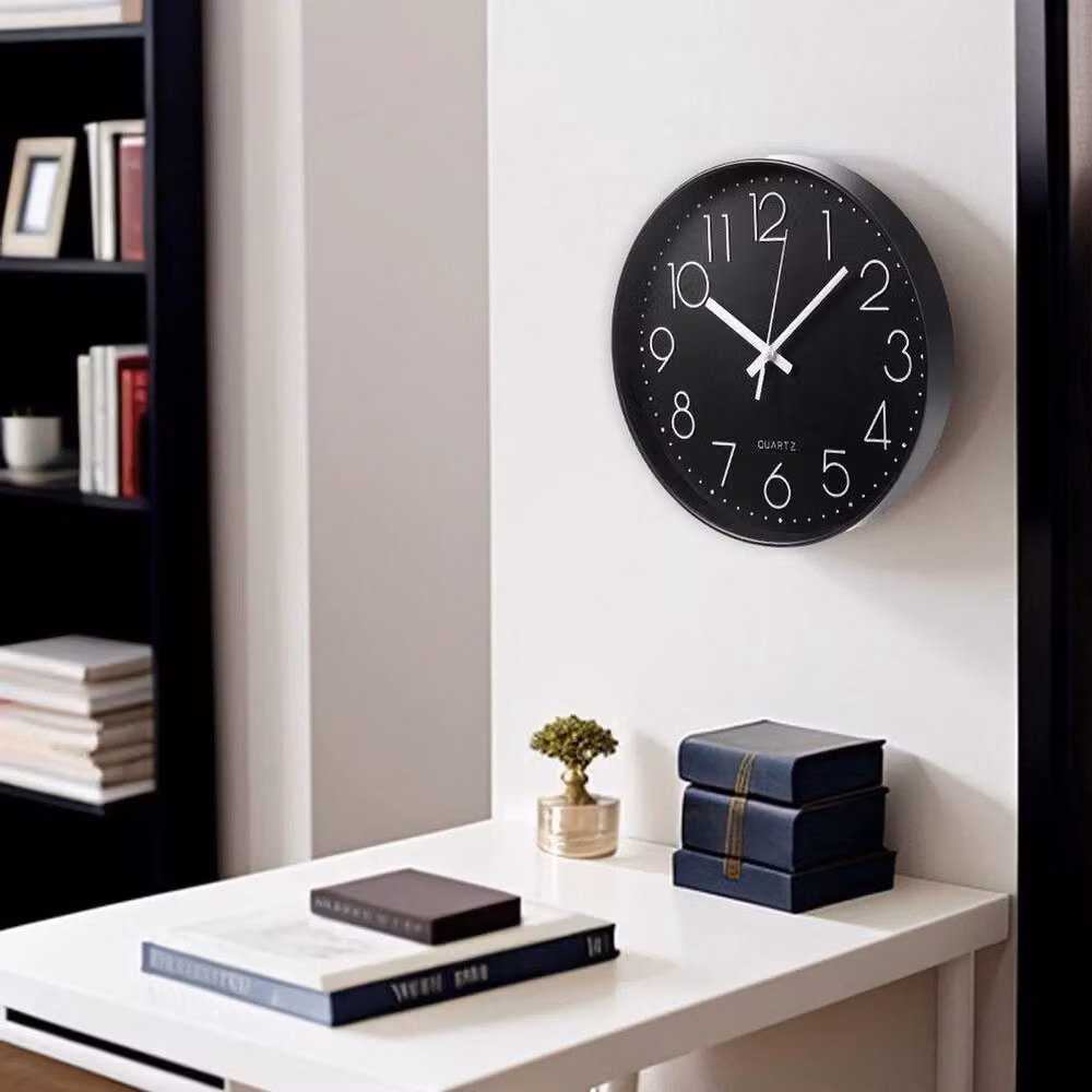 Kelvenix Modern Round Black Wall Clock, Diameter: 30 cm – 4