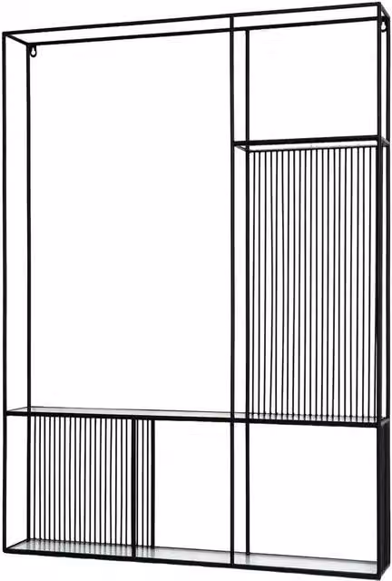 Lemon Pavilion Axis Wall Mounted Shelf Unit with Glass Shelves, Black, W: 80 cm, D: 12 cm, H: 110 cm