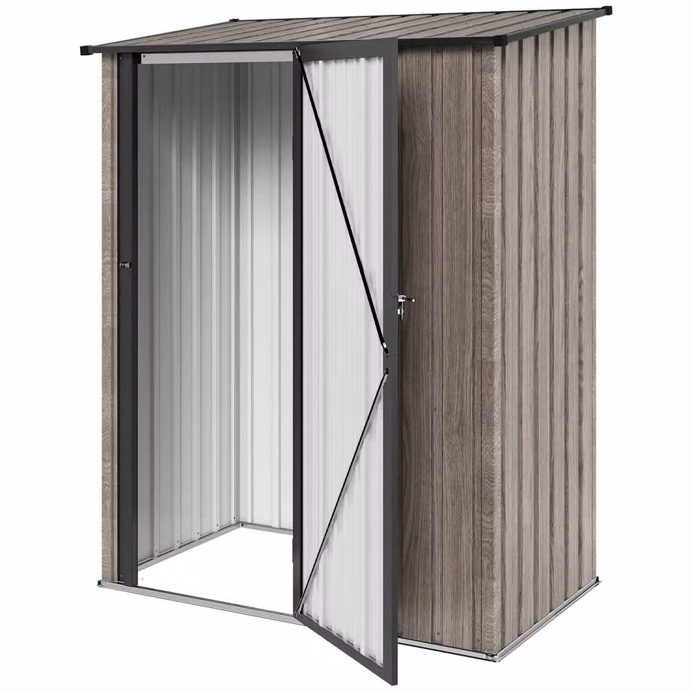 Rolipo Metal Garden Shed with Sloped Roof and Lockable Door, Light Grey, W: 152.4 cm, D: 91.44 cm, H: 91.44 cm – 2