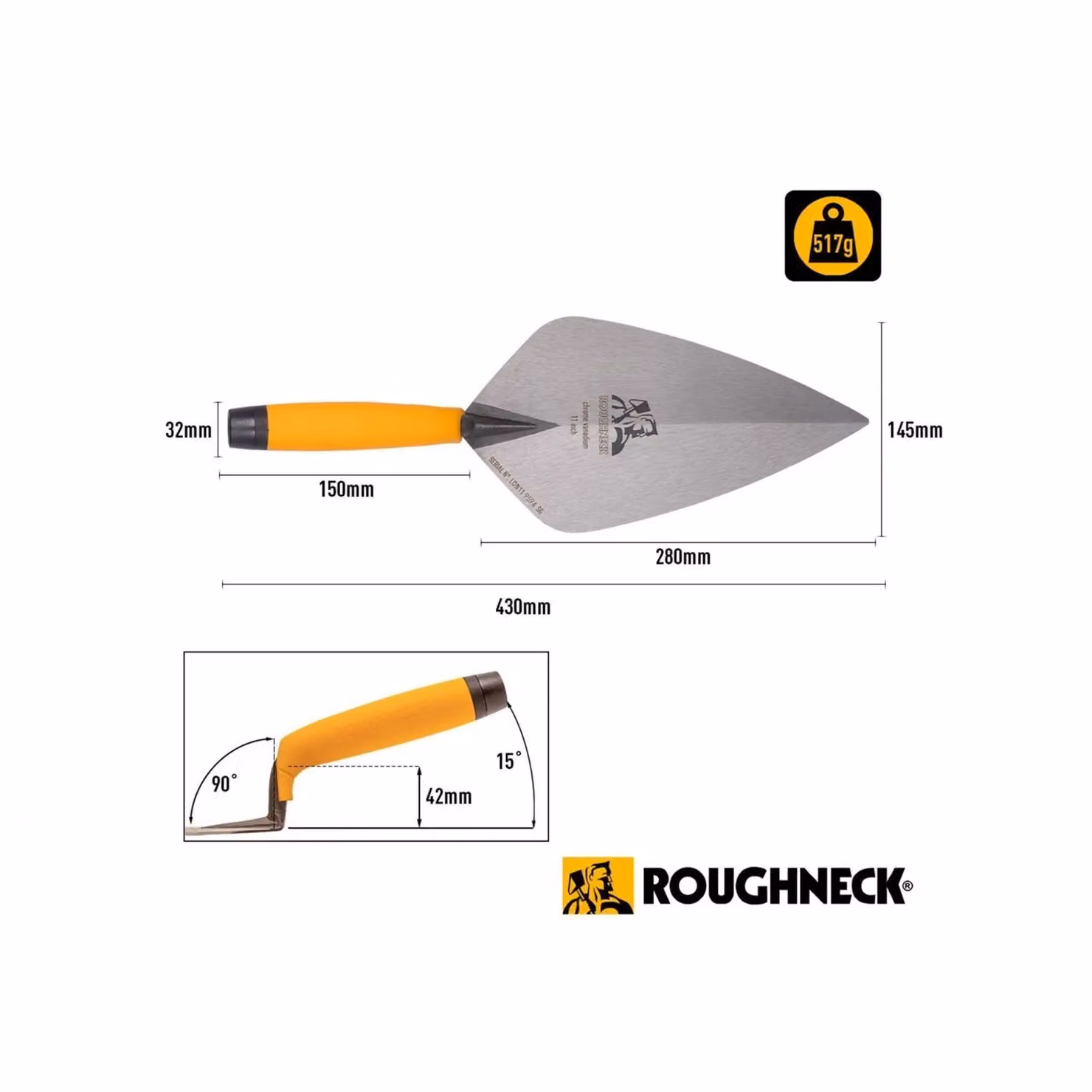 Roughneck Stainless Steel London Pattern Brick Trowel, Silver, 280mm – 2