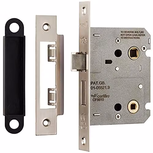Loops Satin Nickel Bathroom Door Sashlock Latch with Square Forend and Thumb Turn – 1