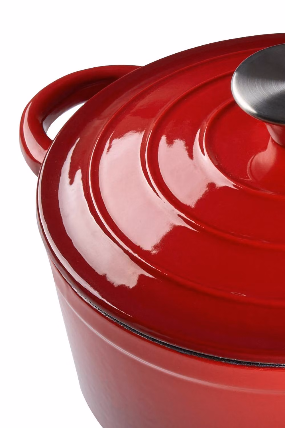 Garden Sanctuary Red Enamelled Cast Iron Dutch Oven Casserole Pot with Glass Lid, 5 l – 5