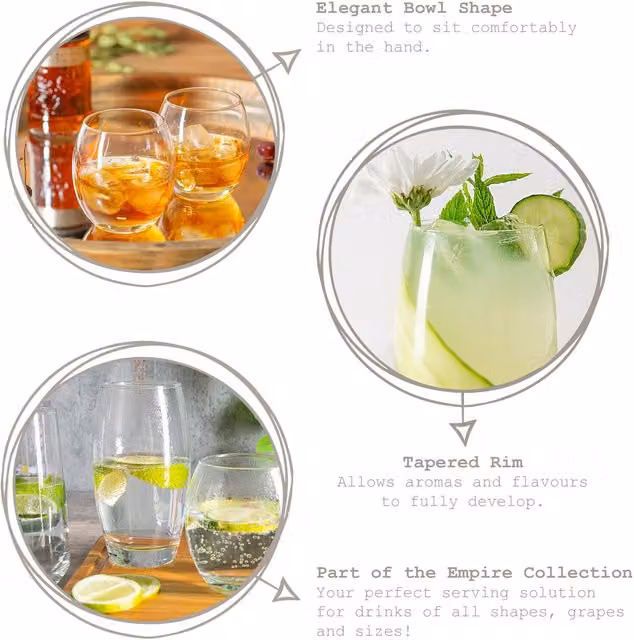 LAV Empire Transparent Glass Whiskey Tumblers, 405 ml, Pack of 12 – 1