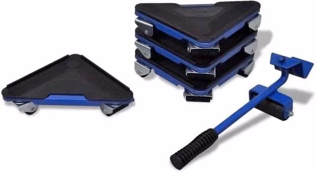 SPETLEK 5-Piece Heavy Duty Furniture Moving Slider Wheels and Lifter Set in Blue – 1