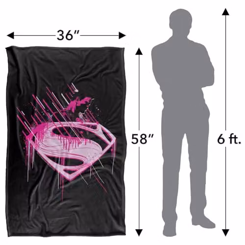 Warner Bros. Superman Man of Steel Kids Pink Splatter Super Soft Fleece Throw Blanket – 4