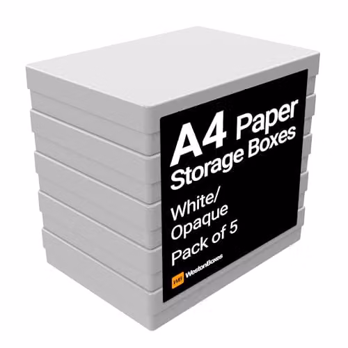WestonBoxes A4 Heavy Duty Opaque White Plastic Storage Boxes with Lid – 2