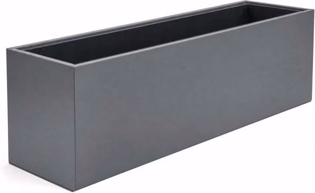Grey Galvanised Steel Trough Planter with Liner W: 120 cm, D: 40 cm, H: 40 cm