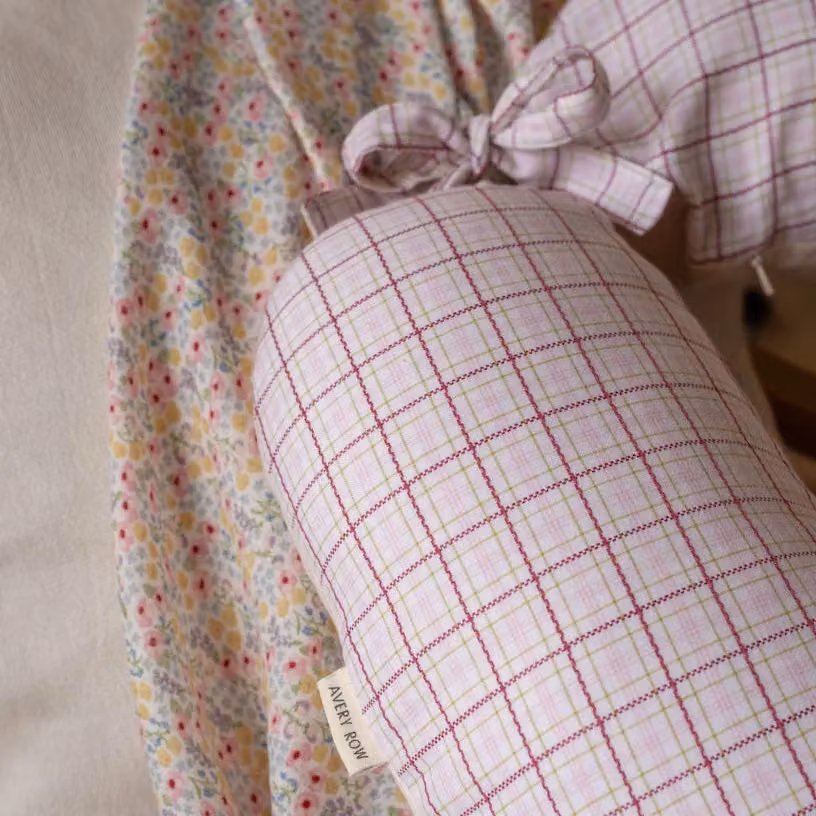 Avery Row Pink C-Shape Nursing Pillow in Organic Washable Cotton – 3