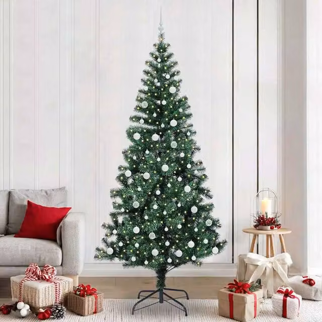 Berkfield Home Artificial Pre-lit Christmas Tree in Green, Height: 240 cm – 1