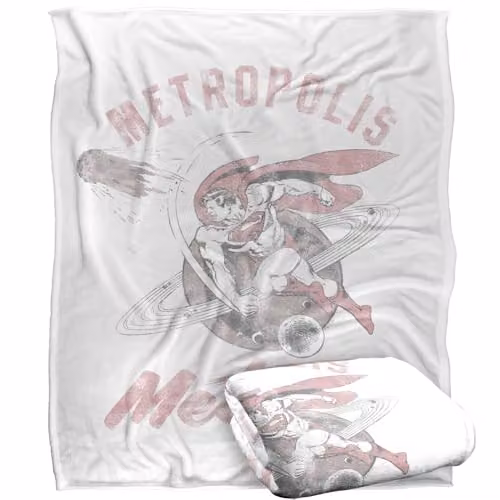 Warner Bros. Superman Metropolis Meteors Super Soft Silky Touch Fleece Throw Blanket, Multicolour, W: 152 cm, D: 127 cm