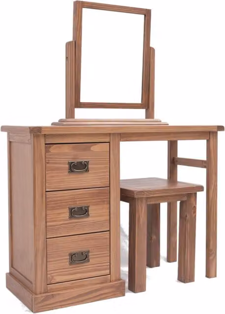 Cabinet Bits Tirolo 3 Drawer Dressing Table Set in Brown Lacquered Pine – 1