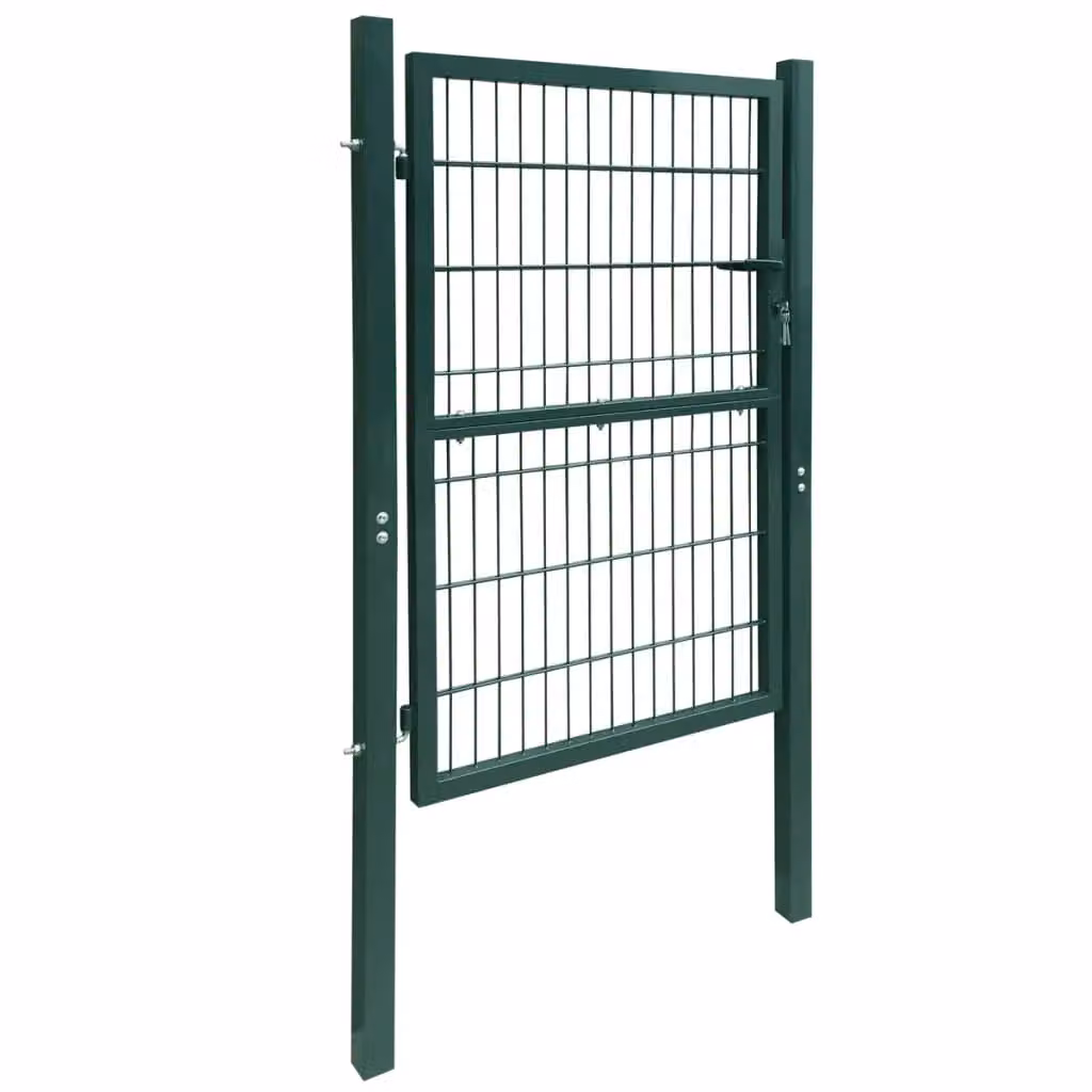 Berkfield Home Single 2D Steel Swing Fence Gate, Green, W: 106 cm, H: 230 cm – 2