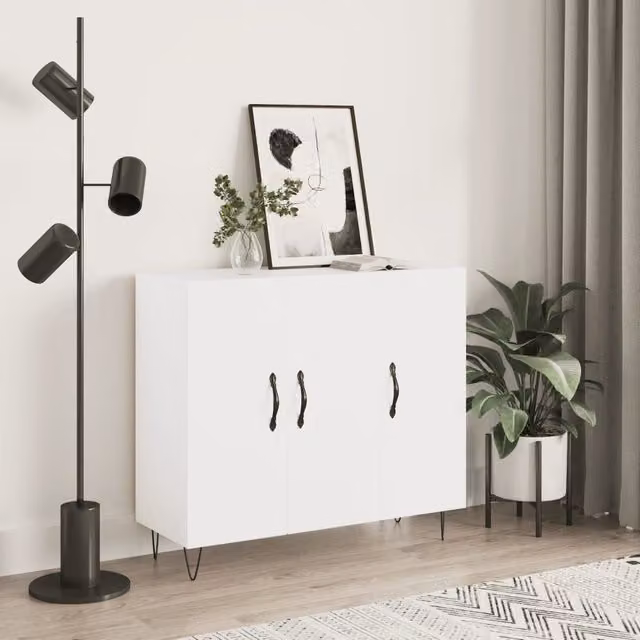Berkfield Home Modern White Matt Sideboard, W/D/H: 90 x 34 x 80 cm
