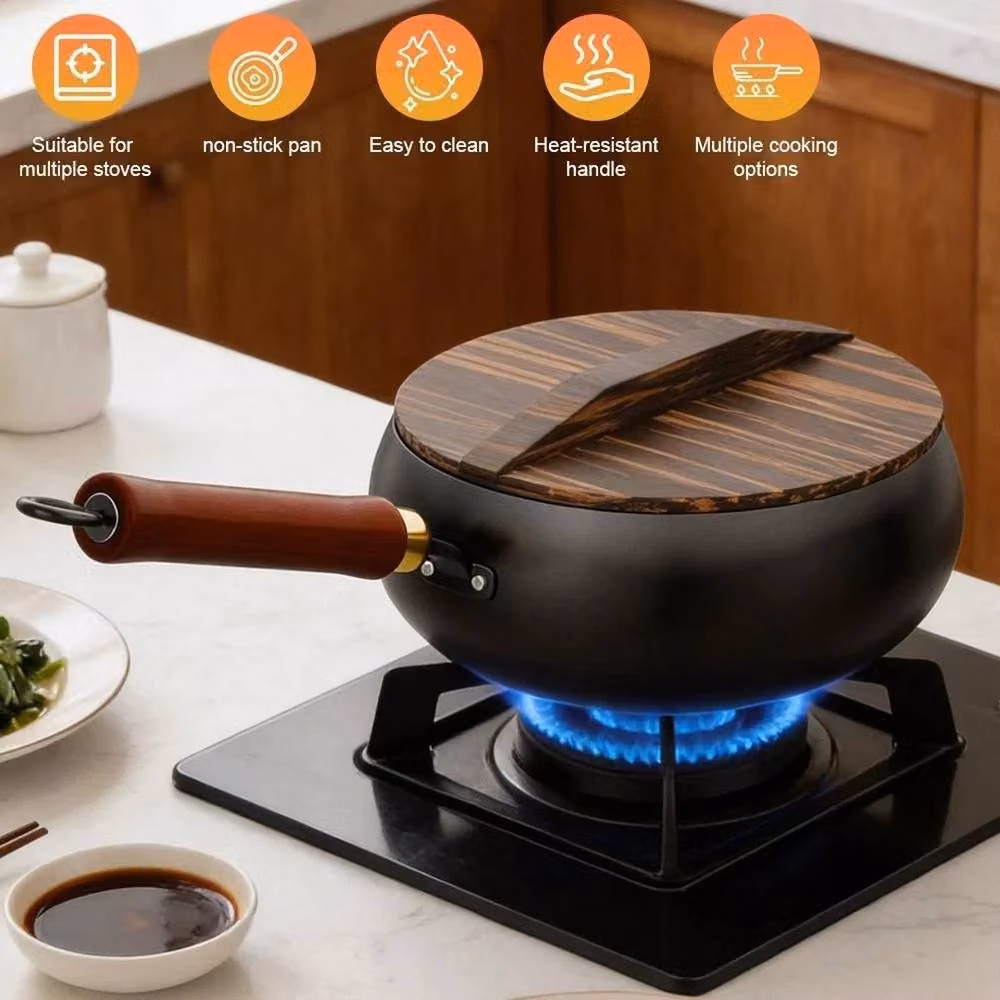 PAWNORA Uncoated Cast Iron Deep Pan Saucepan in Black – 5