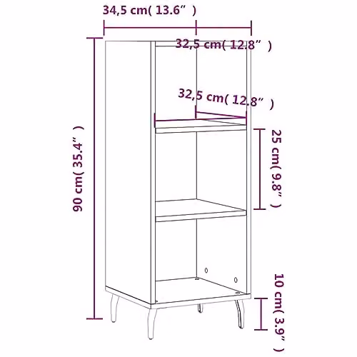 vidaXL High Gloss White Sideboard in Engineered Wood W/D/H: 34.5 x 32.5 x 90 cm – 2