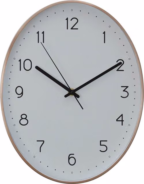 Premier Housewares Elko Oval Wall Clock in White and Black with Metal Frame, W/D/H: 35 x 35 x 4 cm