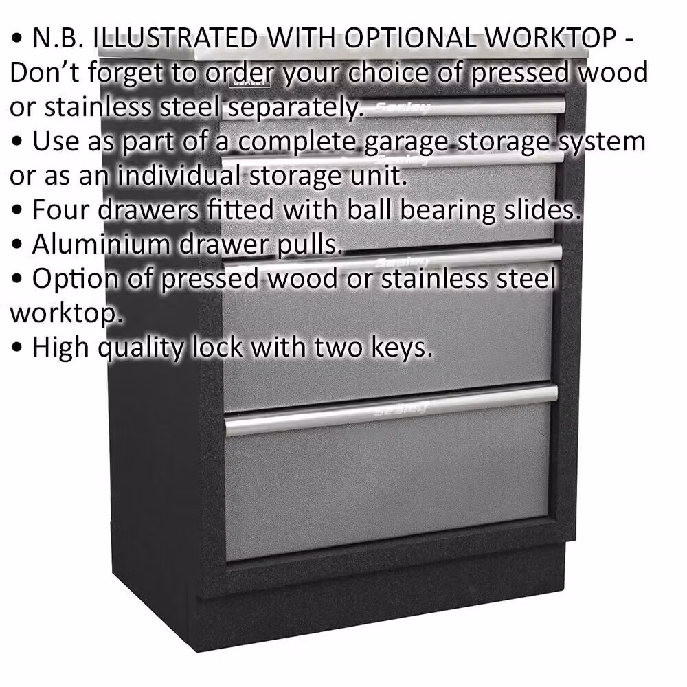 Loops Grey Modular 4 Drawer Floor Standing Cabinet with Lockable Ball Bearing Slides – 2