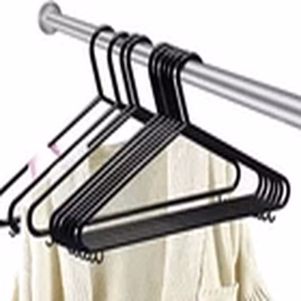EONLION 100 Pack Black Non-Slip Plastic Adult Clothes Hangers with Notches – 3