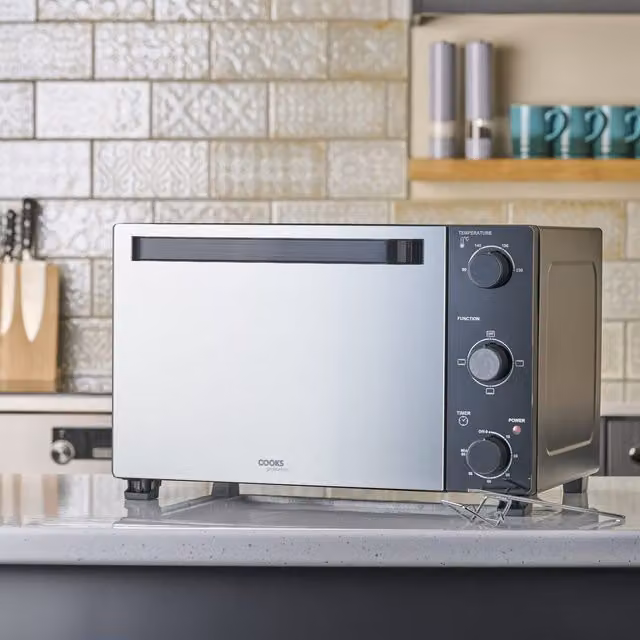 Cooks Professional 28L Mini Oven with Grill and Convection in Black and Silver