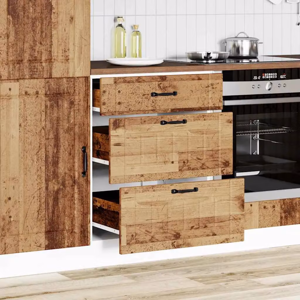 Berkfield Home Lucca Kitchen Base Cabinet in Brown Old Wood – 2
