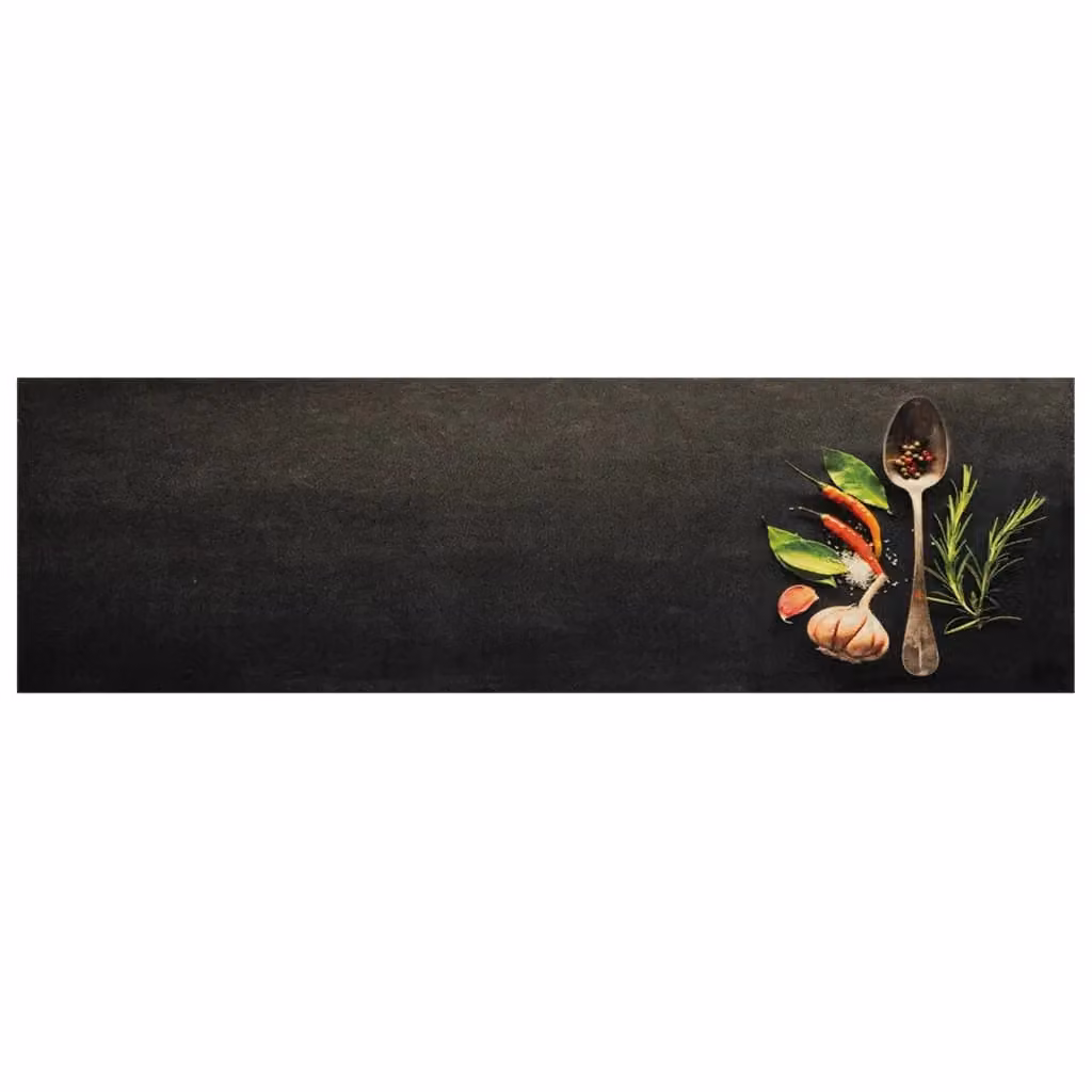Berkfield Home Spices Washable Velvet Kitchen Rug, Black, W: 45 cm, L: 150 cm – 2