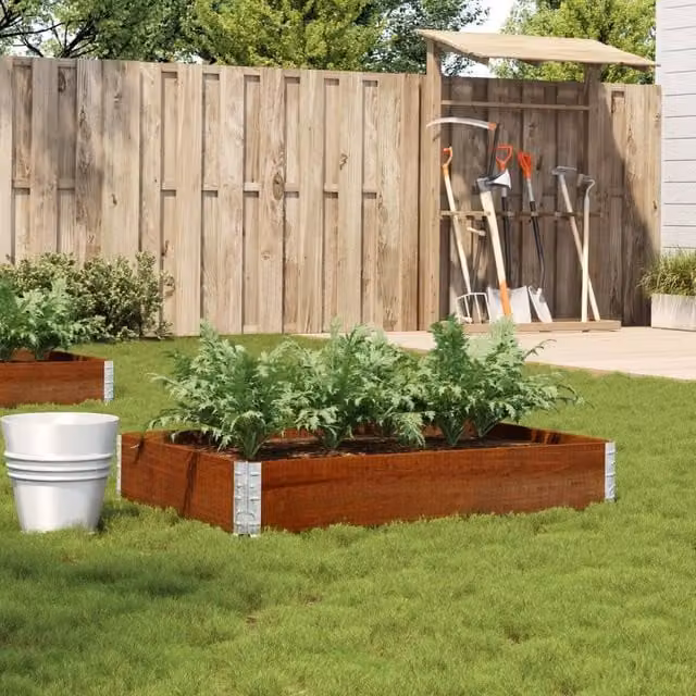 Berkfield Home Garden Brown Wooden Raised Bed Planter with Galvanised Steel, W: 120 cm, D: 80 cm – 1