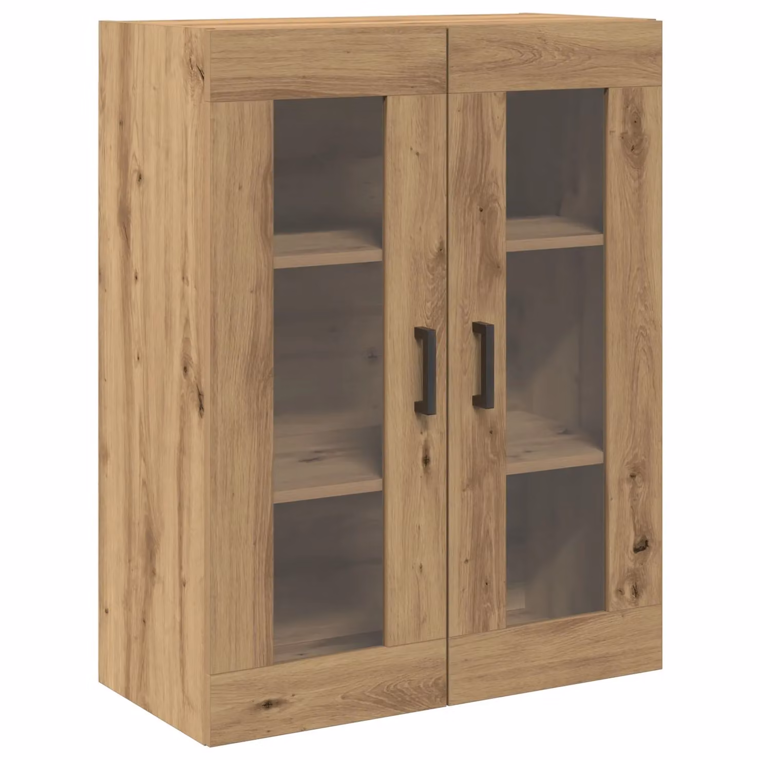 Berkfield Home Wall-Mounted Cabinet with Glass Doors in Artisan Oak Brown, W: 69.5 cm, D: 34 cm, H: 90 cm – 2