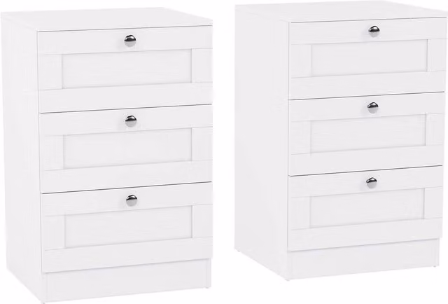 Vida Designs Altino Set of 2 Three Drawer Bedside Chests in White Matt