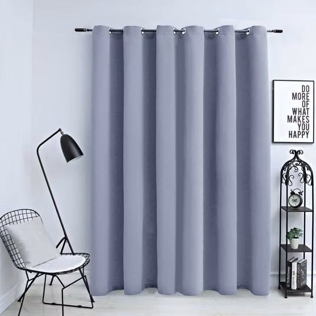 Berkfield Home Grey Blackout Curtain with Eyelets, W: 290 cm, H: 245 cm