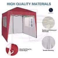 MCC Direct Red Pop Up Gazebo with Removable Sides and Storage Bag, W/D/H: 200 x 200 x 205 cm – 2