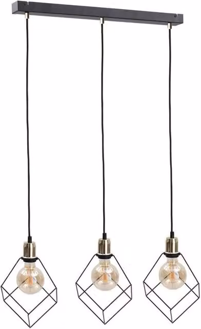 Netlighting Ruben Bar Pendant Ceiling Light in Gold and Black, 60 cm, 3x E27