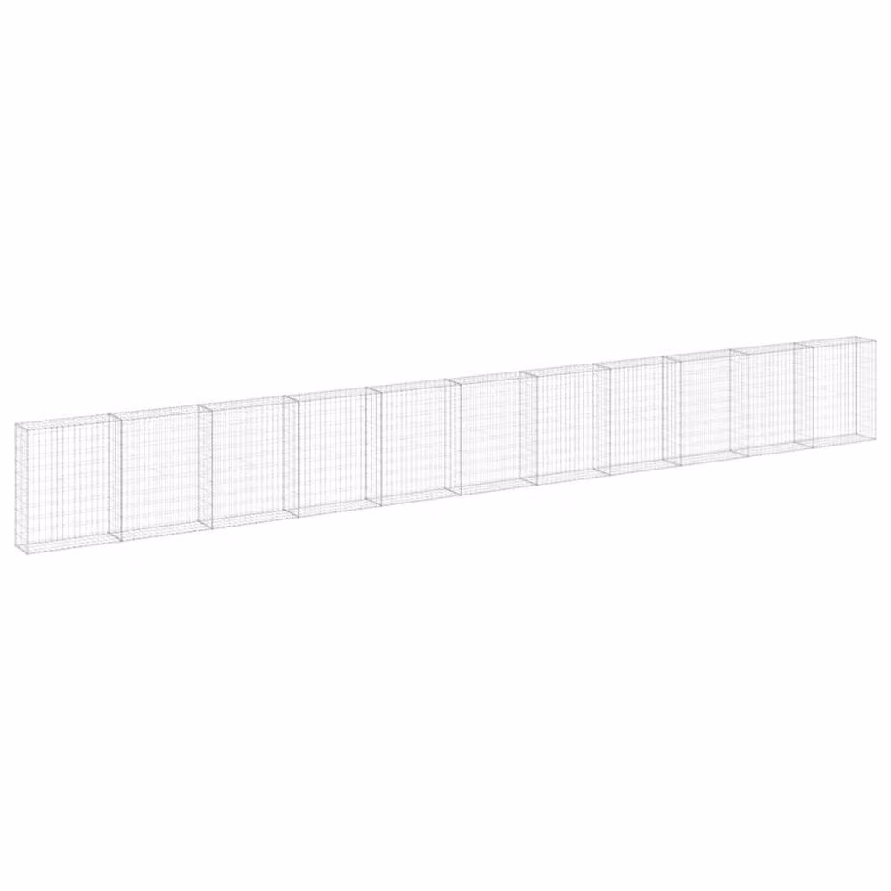 Berkfield Home Durable Galvanised Steel Gabion Fence with Covers in Silver, W/D/H: 900 x 30 x 100 cm – 2
