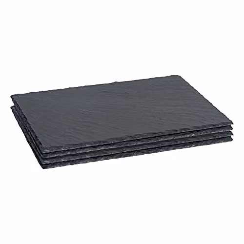Argon Tableware Rectangular Slate Placemats, Pack of 4, Black and Grey, W: 30 cm, D: 20 cm